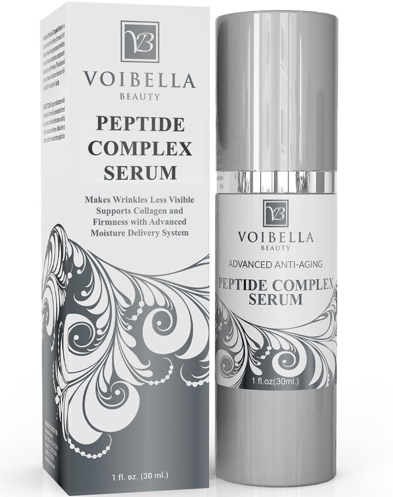 Peptide Complex Serum - Natural Anti-Aging Face Serum with Collagen Support | Peptides, Hyaluronic Acid & Vitamin E for Hydration & Firmness