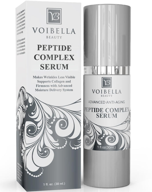 Peptide Complex Serum - Natural Anti-Aging Face Serum with Collagen Support | Peptides, Hyaluronic Acid & Vitamin E for Hydration & Firmness