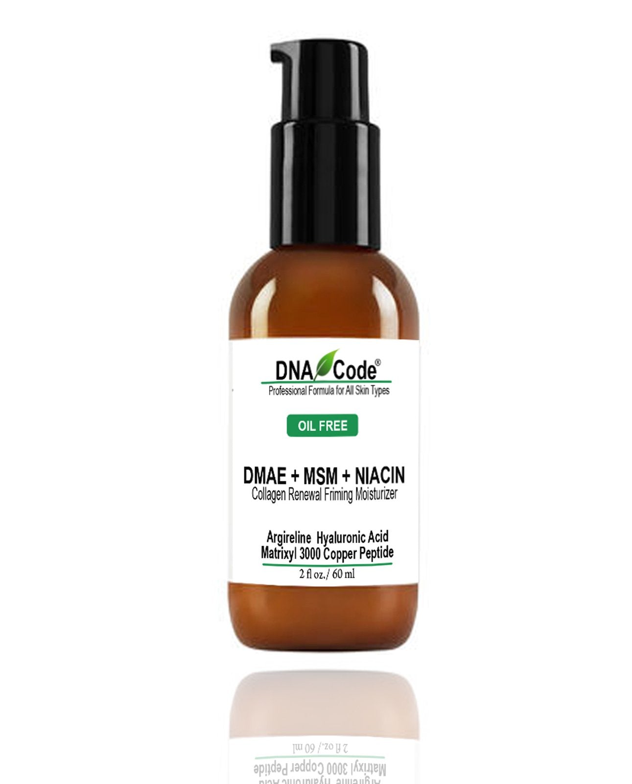 DNA CODE Skin Care OIL FREE-DMAE+MSM+NIACIN Firming Moisturizer, 100% Pure Hyaluronic Acid +Matrixyl 3000