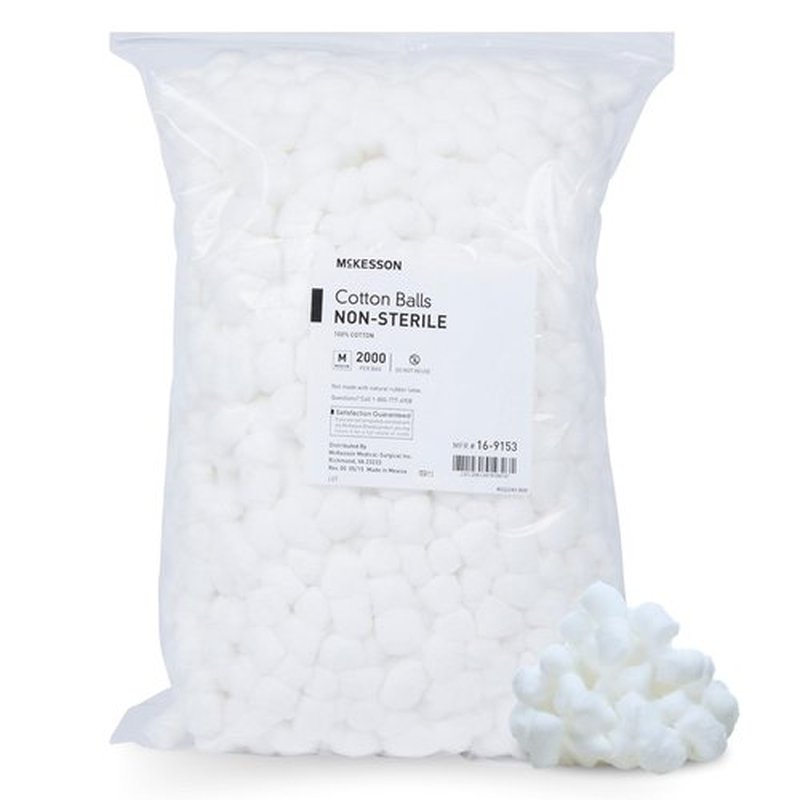 McKesson Cotton Balls [2000 Count] Bulk, 100% Pure Cotton Balls for Face, Nail Polish Remover, Makeup, Medium