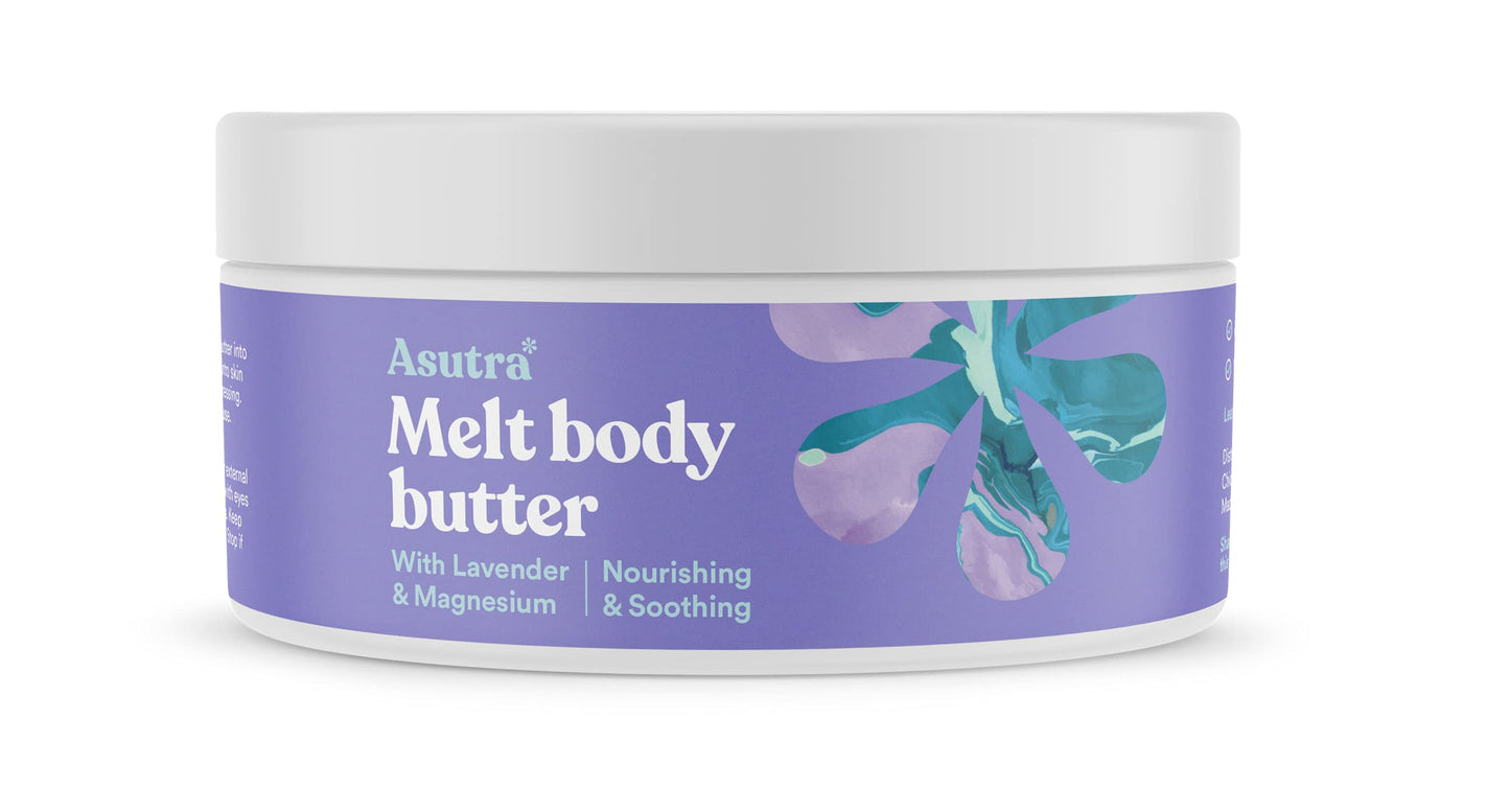 ASUTRA Magnesium Body Butter Lotion with Lavender Scent, 7 oz - Soothing Shea Butter & Almond Oil Moisturizer, Premium-Quality Magnesium, Lavender Essential Oil