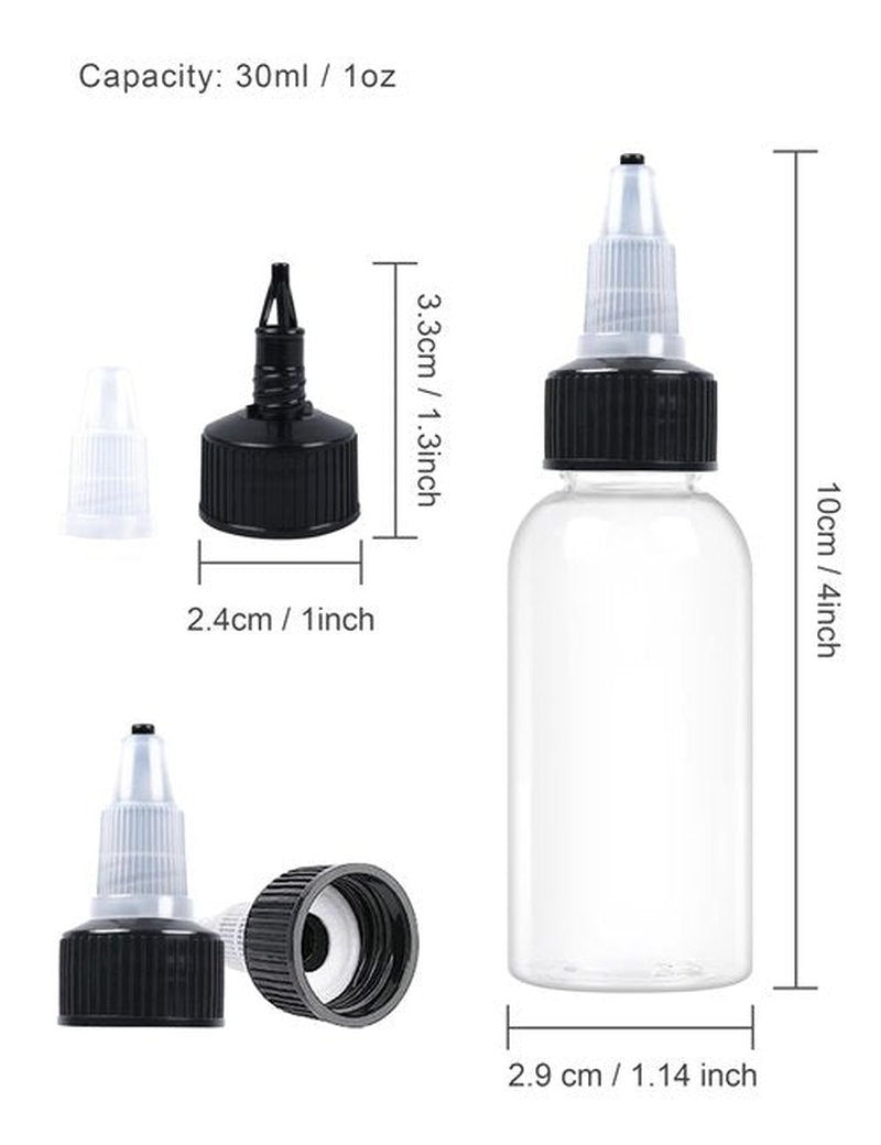 EOSAU 20 Pcs 1oz Plastic Squeeze Bottles with Twist Top Cap, 30ml Clear Dispensing Bottles, Empty Squirt Bottle for Liquids, Sauces, Arts, Crafts, Travel