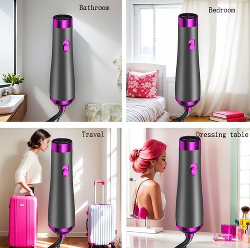Travel Hair Dryer- 1800W High-Speed Brushless Motor Negative Ionic Blow Dryer for Fast Drying, Low Noise Thermo-Control Hair Dryers with Comb for Salon, Home and Travel. (Purple)