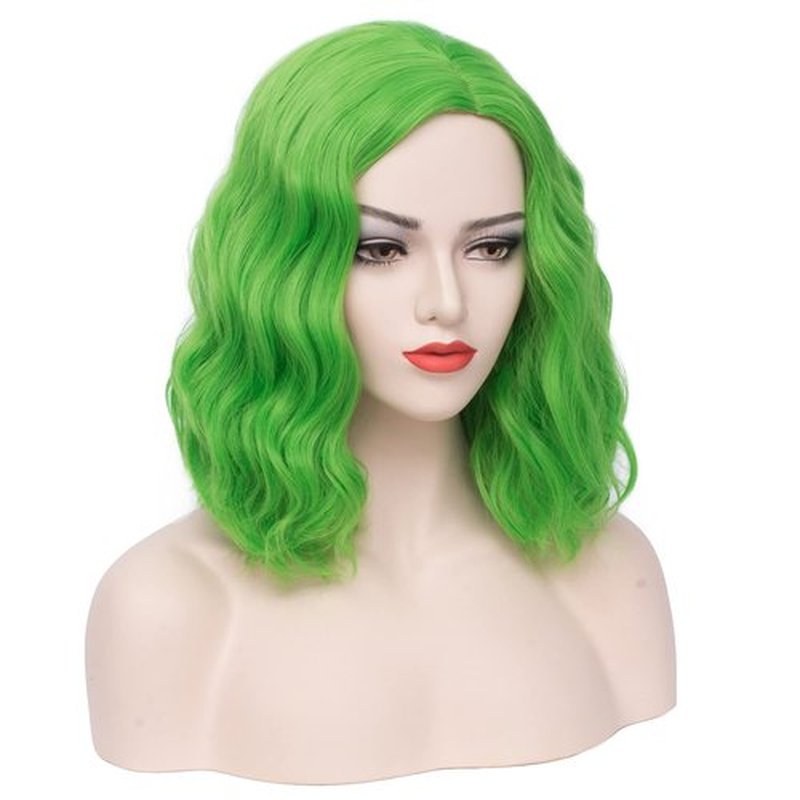 MAGQOO Green Wig for Women Green Bob Wig St Patricks Day Wig Short Curly Wavy Green Wigs Side Part Synthetic Heat Resistant Cosplay Costume Wigs