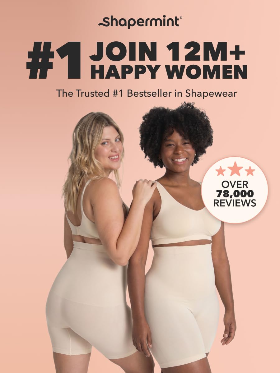 SHAPERMINT Shapewear for Women - High-Waisted Shapewear Tummy Control Shorts, Thigh Slimmer, Underwear for Women Nude