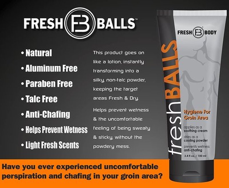 Fresh BALLS Deodorant Cream to Powder (6 Pack) | Men's Anti-Chafing Lotion and Balls Deodorant, Hygiene for Groin Area, 3.4 fl oz