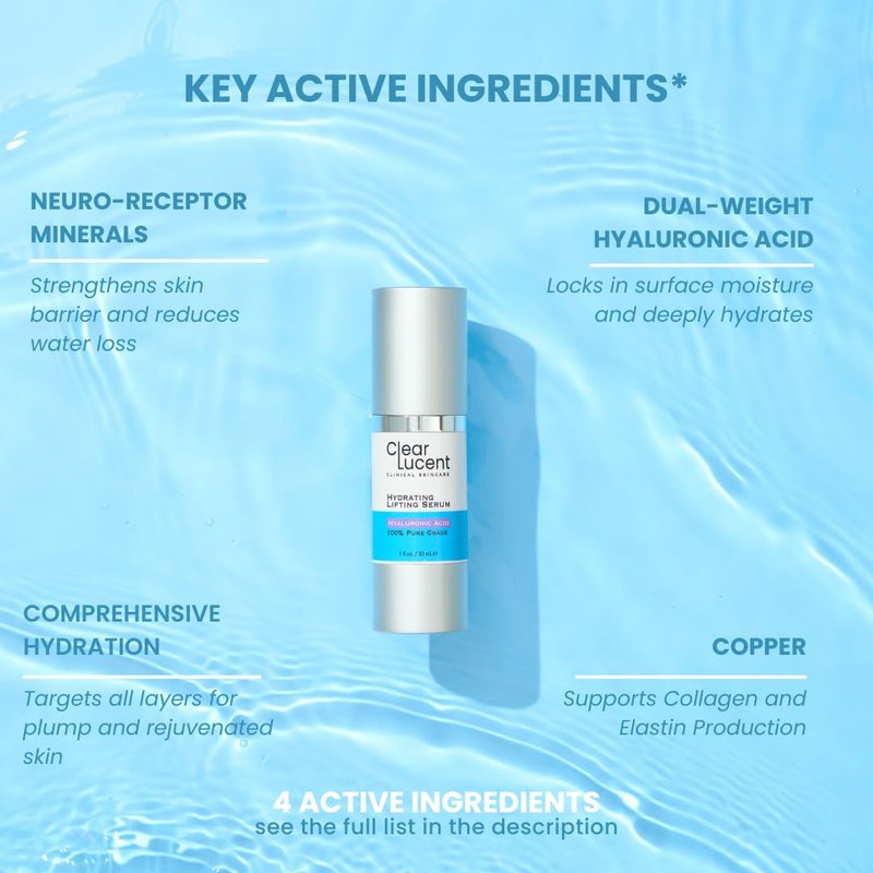 Hyaluronic Acid Serum - Dual-Molecule Pure-Grade HA with Copper, Magnesium & Zinc | Plumping & Firming Face Serum, 1 fl oz