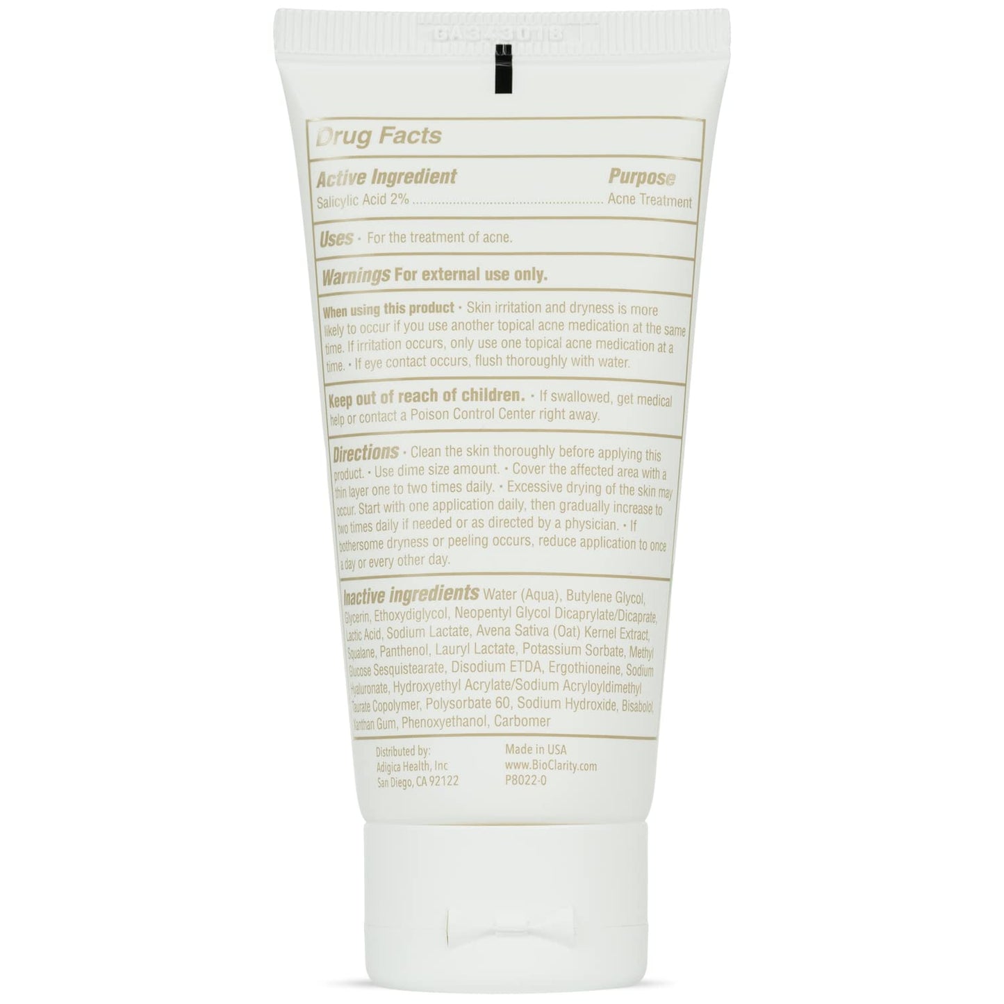 bioClarity Acne Treatment Gel | 2% Salicylic Acid + Moisturizing Oat Kernel | 100% Vegan, Clean Ingredients | 1.75 fl. oz.