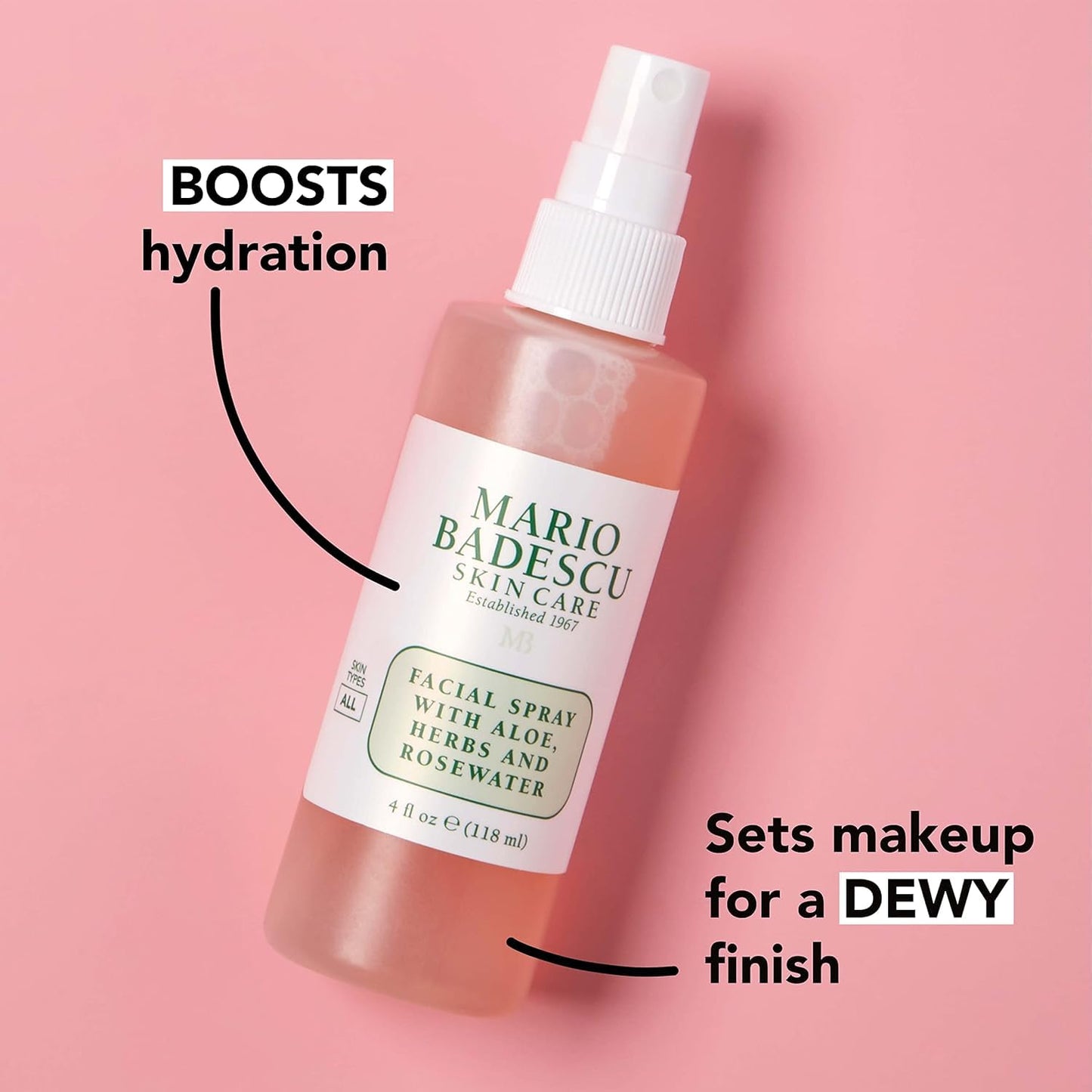 Hydrating Facial Spray with Aloe, Rose Water & Chamomile - Lavender Duo Mist for All Skin Types