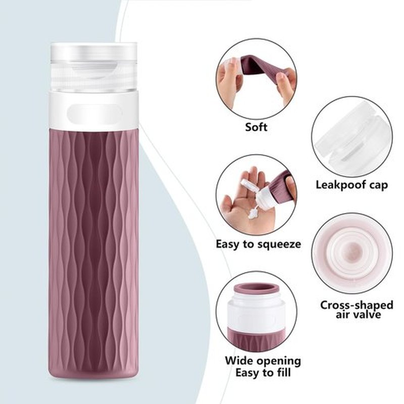 YEALIFE Travel Bottles for Toiletries, TSA Approved 3.4oz Travel Size Containers, BPA Free Leak Proof Silicone Traveling Bottles, Refillable Travel Essentials Kits for Shampoo Conditioner(4 Pack)-B