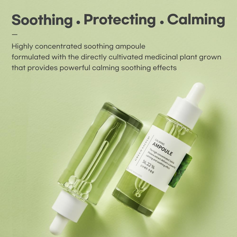 MEIDEME Green Salvia Calming Ampoule (50ml) - Soothing and Hydrating Face Moisturizer for Oil Balance, Korean Serum