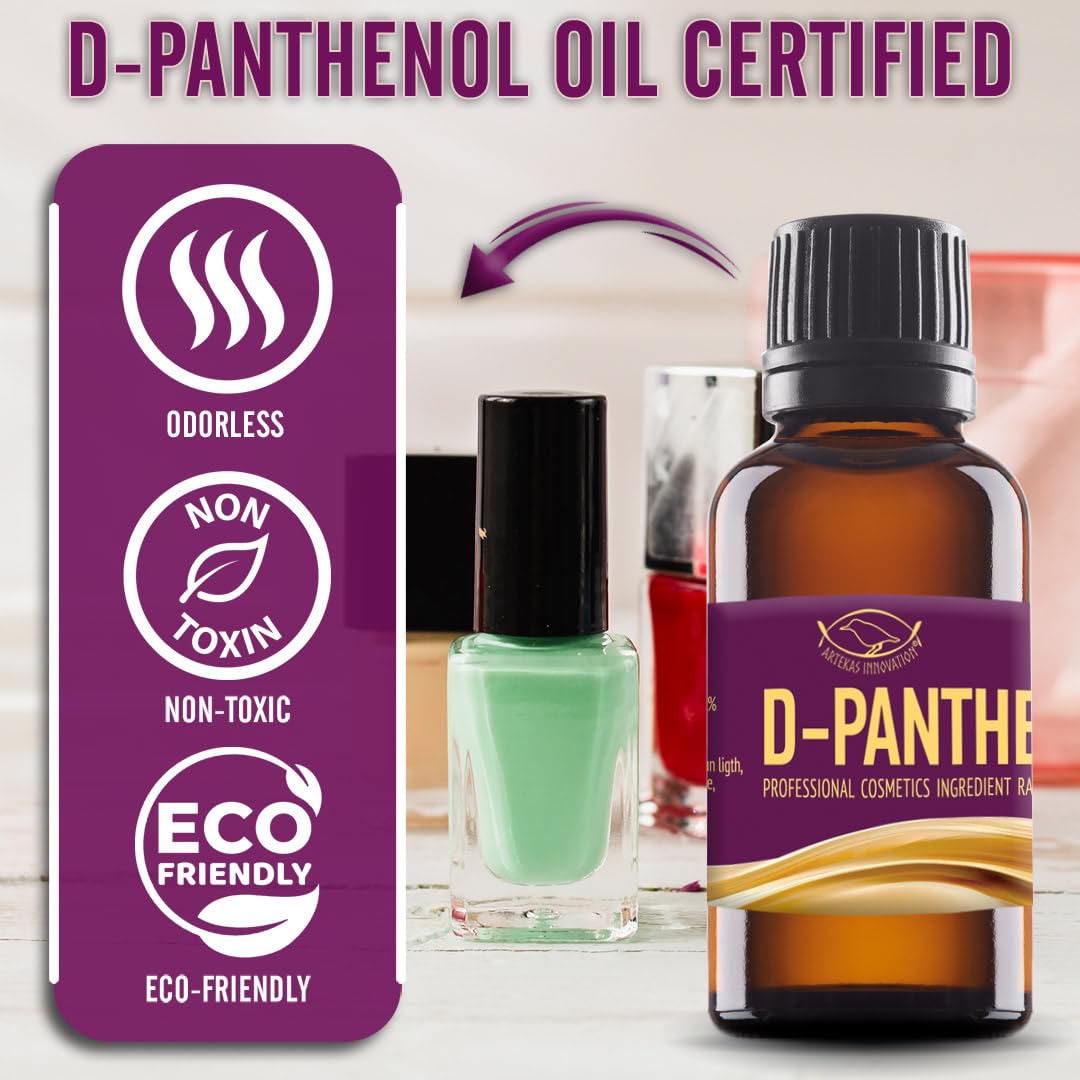 Artekas Innovation - D-PANTHENOL - Oil - Cosmetic Grade - 76.9% Concentration - for Homemade Skin, Hair and Nail Products - 1 Oz