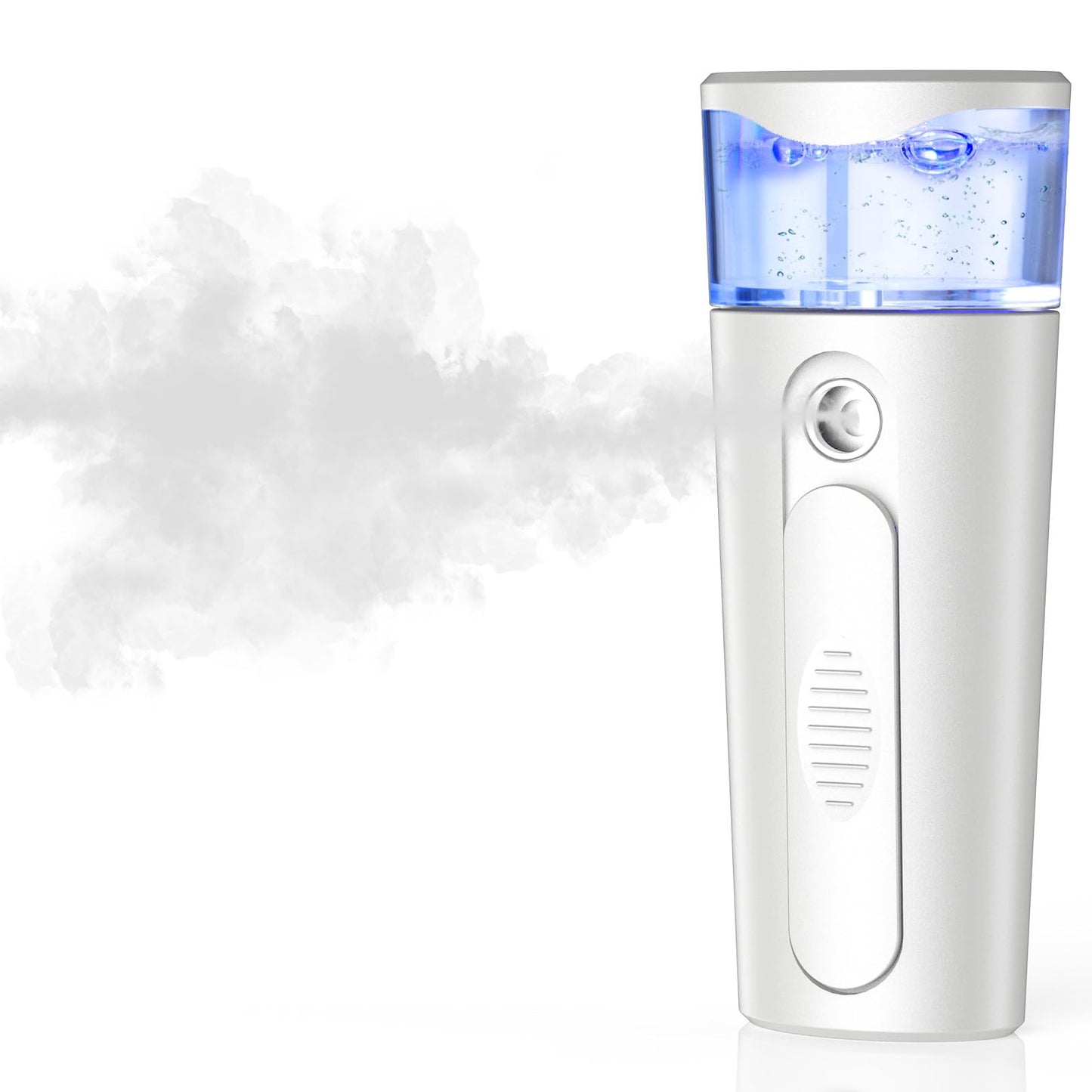 withthesun Portable Nano Face Mister, Facial Steamer, USB Rechargeable Cool Mist Sprayer, 40ml Visual Water Tank, Nano Mister for Eyelash Extensions, Facial Deep Cleaning, Makeup (White)
