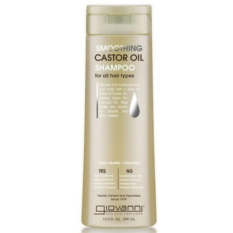 GIOVANNI Smoothing Castor Oil Shampoo – All Hair Types, Moisturize Hair & Scalp, Hydrate & Tame Frizz, Jojoba, Argan Oil, Coconut Oil, Shea Butter, Keratin - 13.5 oz