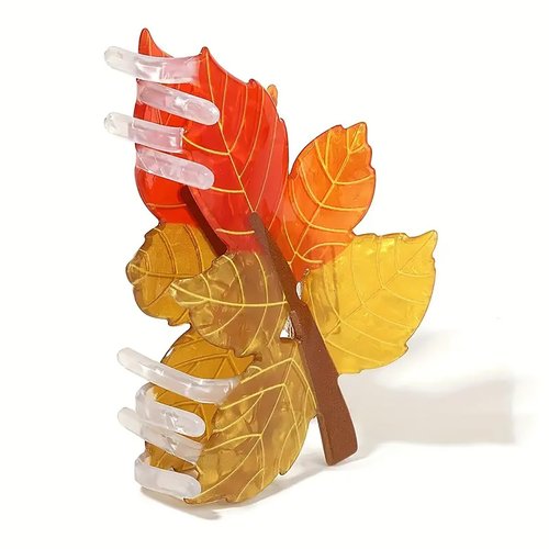 Fall Hair Claw Clips Maple Leaf Thanksgiving Hair Clips Nonslip Cute Hair Accessories Fall Leafs Shape Acrylic Hair Clip Medium Size Autumn Shark Jaw Clip for Women Hair Decorations Supplies