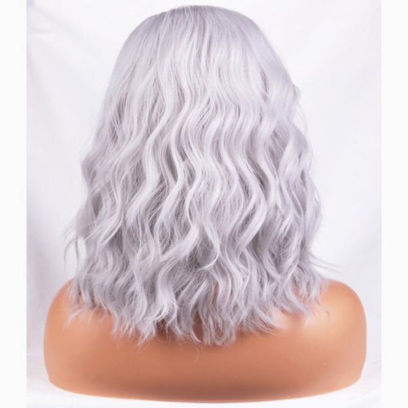 BERON Silver Wigs for Women Girls Short Curly Wavy Wig Grey 14" Body Wave Halloween Cosplay Daily Party Wigs
