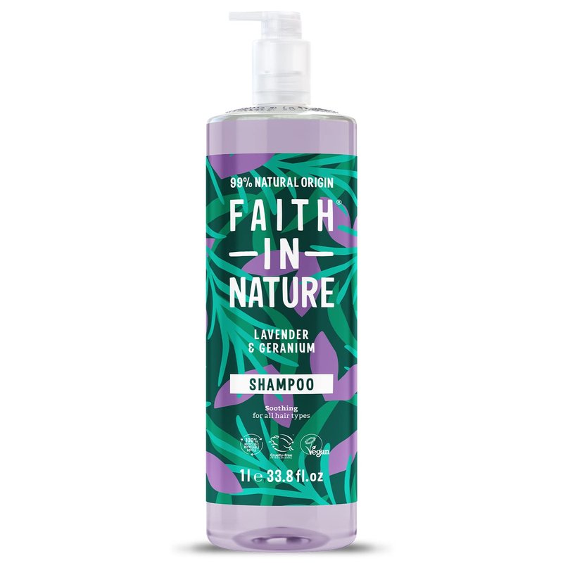 Natural Shampoo - Vegan & Cruelty-Free Lavender & Geranium | 33.8 fl oz Family Size