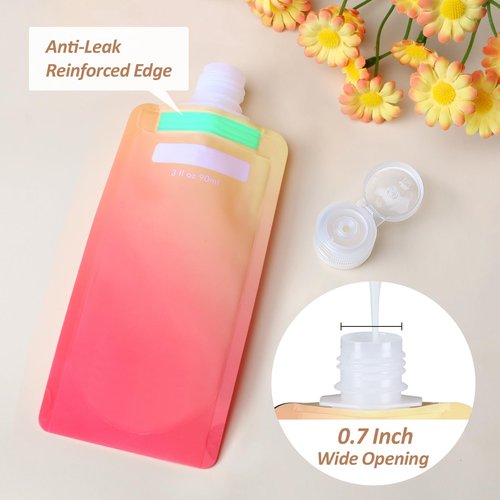 PACKISM Travel Bottles for Toiletries - 24 Pack Leak Proof 3oz TSA Approved Travel Pouches, Stand Up, Slim & Lightweight Design, Space Saving, Pack More Shampoo Conditioner Lotion Body Wash