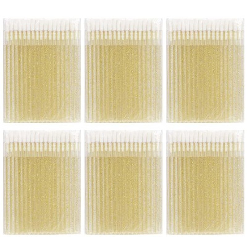 300 Pieces Disposable Lip Brushes Premium Lipstick Gloss Wands Applicator Makeup Tool Kits (Gold)