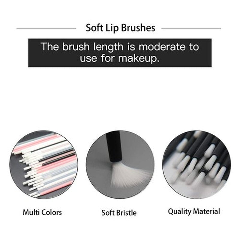 100 Pcs Disposable Makeup Lip Brushes Lipstick gloss brush Lip Gloss Applicators with Soft Brush Head Cosmetic Lip Brush Wands mini paint brushes for cookies (White)