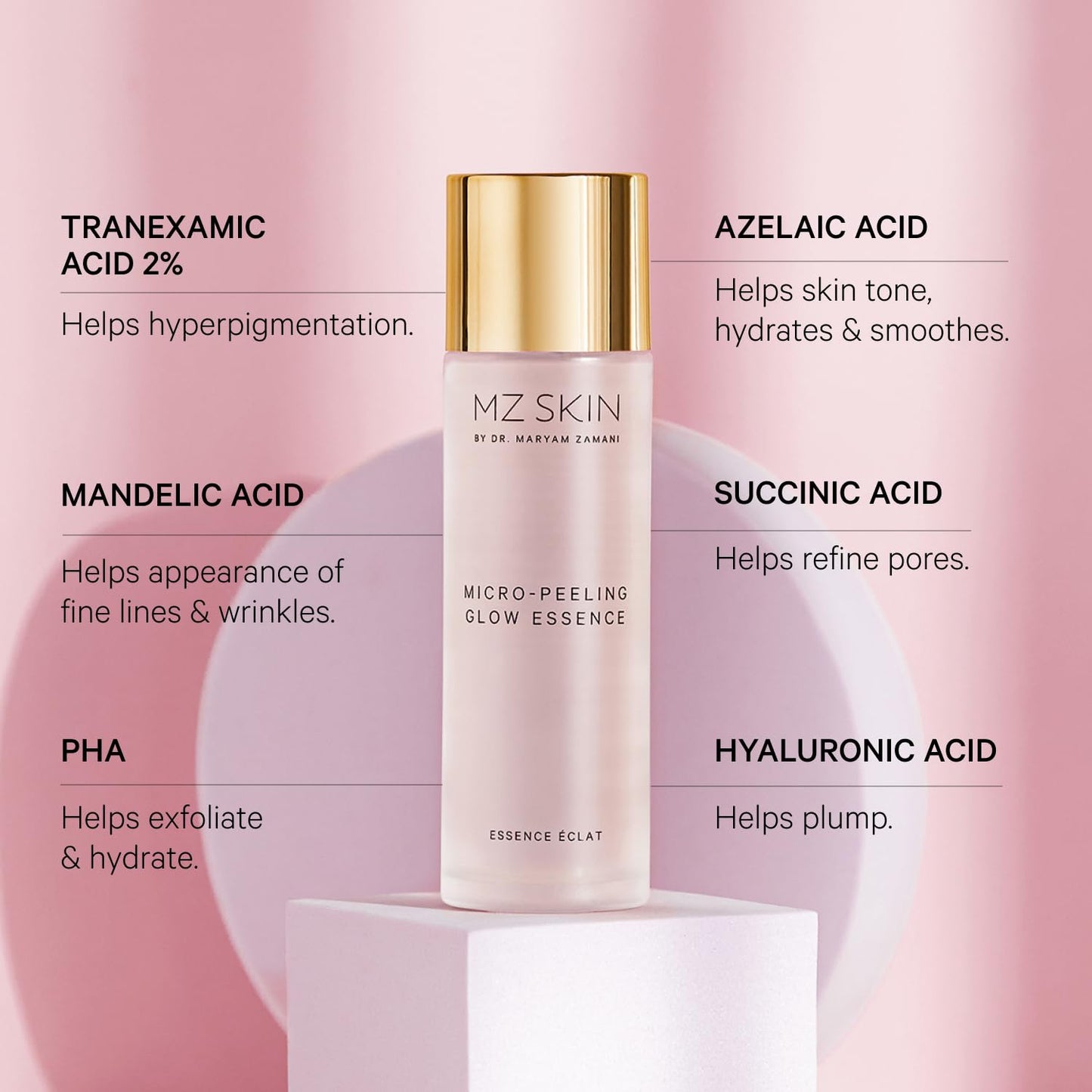 MZ SKIN Micro-Peeling Glow Essence | Daily Exfoliating Toner with Mandelic Acid and Azelaic Complex for Smoother, Brighter Skin 100 mL / 3.4 oz