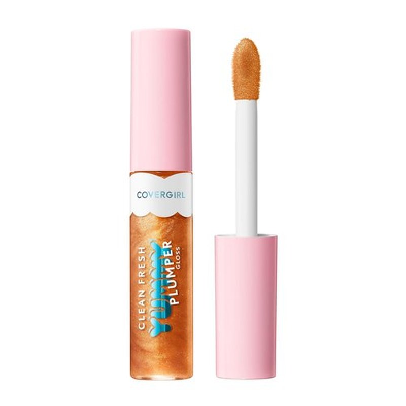 Covergirl Clean Fresh Yummy Gloss, 900 It's Gold Outside, Plumper Gloss, Shiny Gloss, Vegan Formula, Volumizing Lip Plumper, Easy to Apply, Minty Flavor, 0.33oz
