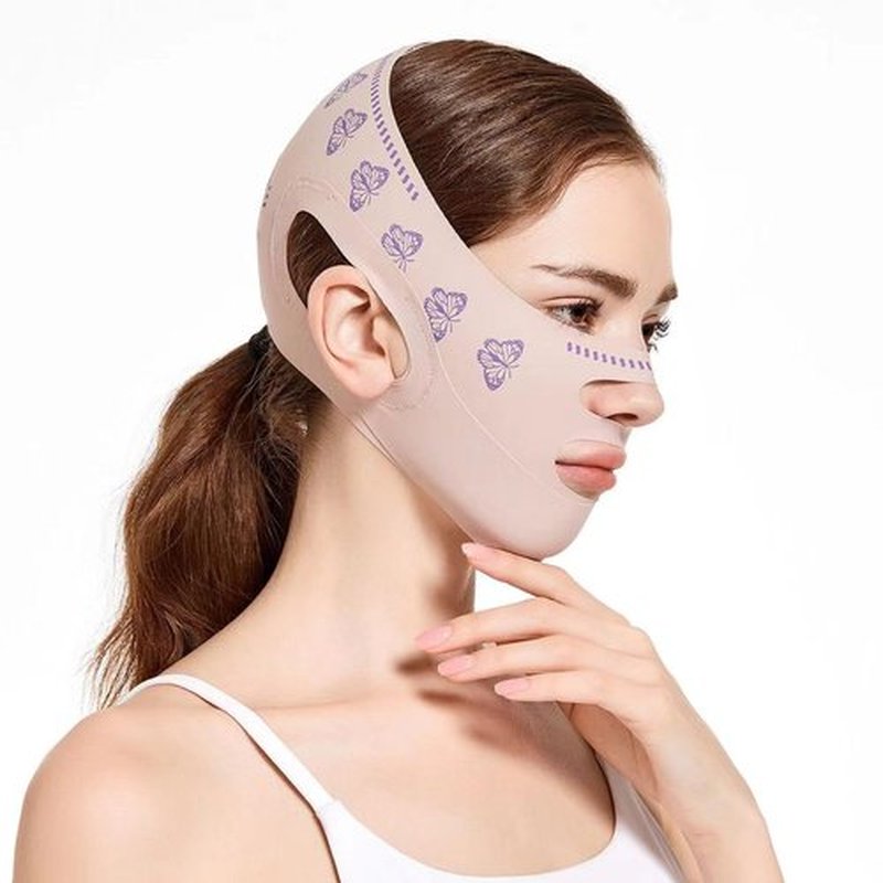MZLUWM Beauty Face Sculpting Sleep Mask, Double Chin Reducer,V Shaped Slimming Face Mask, Reusable Facial Shaped UP Lift Mask- Anti-Aging and Anti-Wrinkle Band (Pink B)