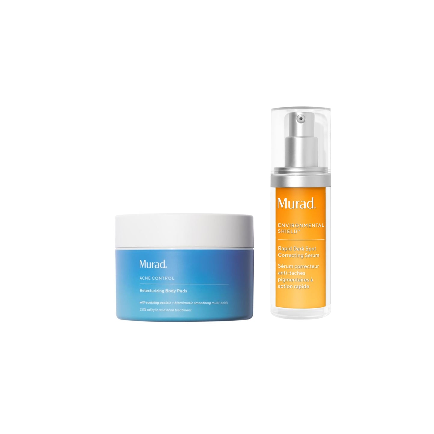 Murad Acne Body & Spot Correcting Combo - Retexturizing Body Pads and Rapid Dark Spot Correcting Serum for Clearing Breakouts and Hyperpigmentation, Set of 2