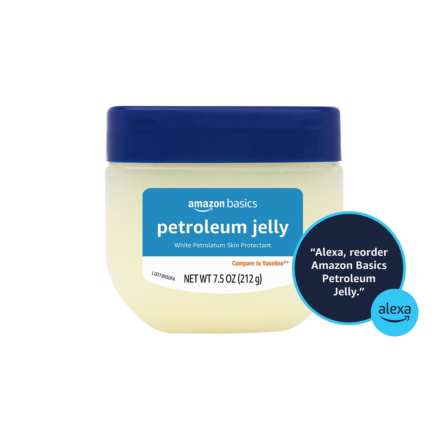 Amazon Basics Petroleum Jelly White Petrolatum Skin Protectant, Moisturizer for Dry Skin Relief, Chapped Lips and Minor Cuts, Unscented, 7.5 oz, 4-Pack (Previously Solimo)