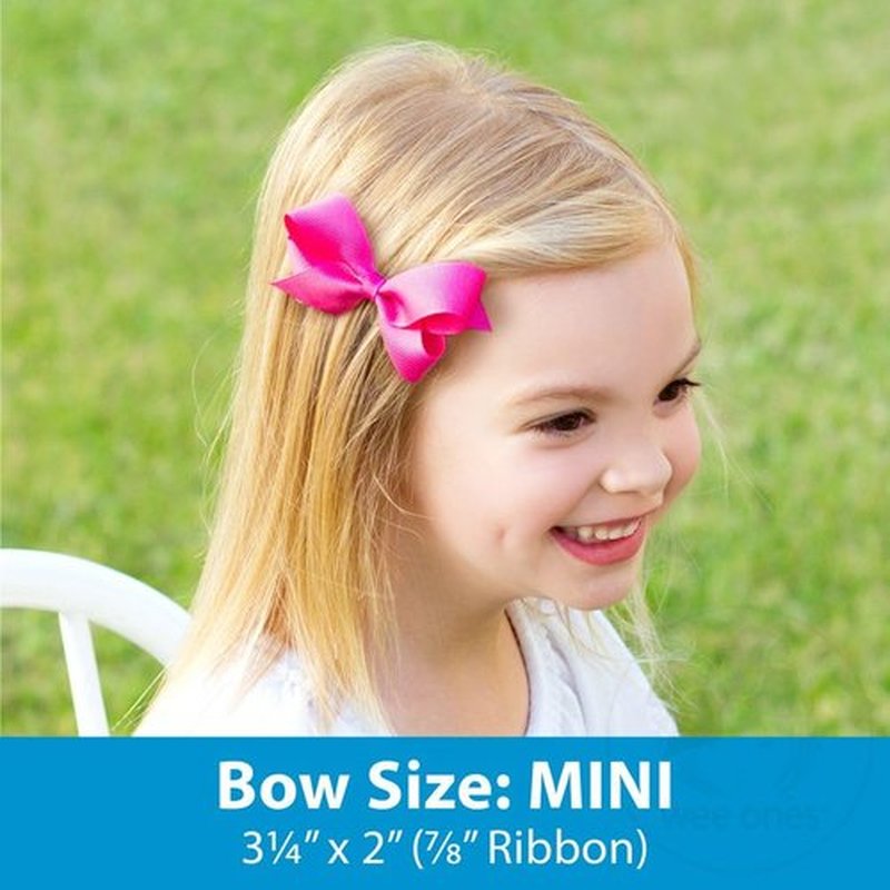 Wee Ones Girls 2 Pack Grosgrain Hair Bows with Plain Wrap Centre on a Wee Stay No Slip Clip, Mini, Light Pink
