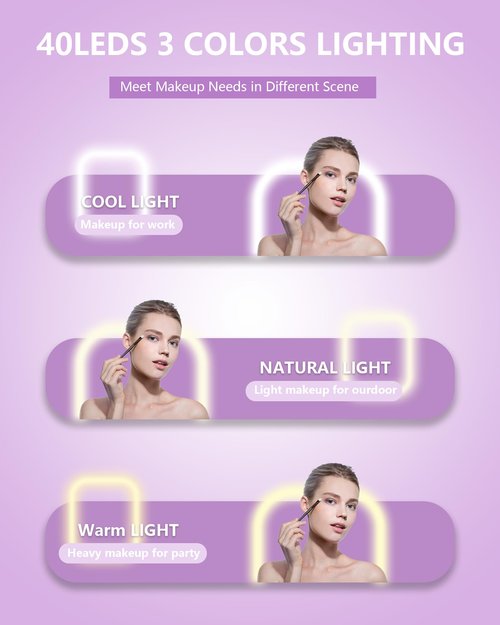 Dec.Metu Compact Mirror, 1X/5X Magnification Pocket Travel Makeup Mirror with Lights for Purse Rechargeable Small Handheld Mirror for Gift White