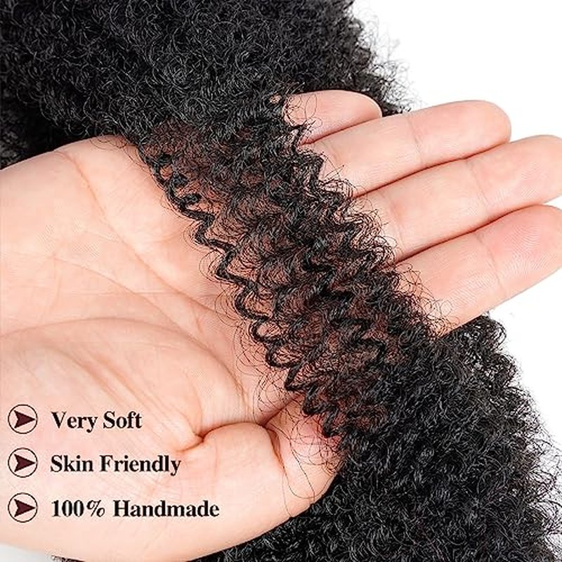 Spring Twist Hair Marley Twist Braiding Hair Crochet Hair 8packs Afro Twist Hair Cuban Twist Hair Marley Twist Hair Kinky Braiding Hair Synthetic Hair Extension For Women (1B, 16 Inch (Pack of 8))