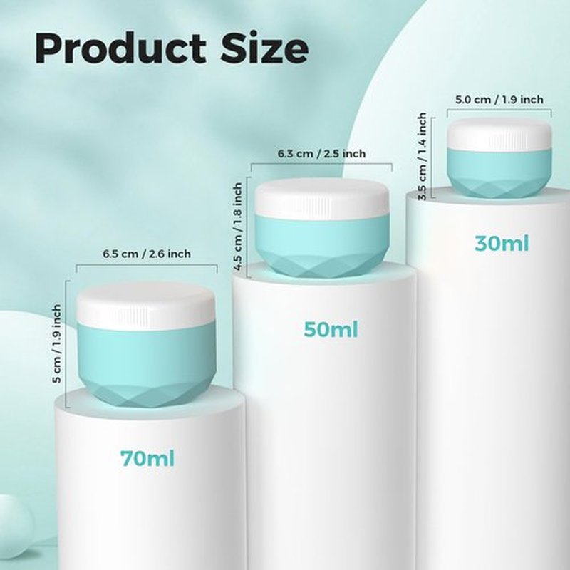 Travel Containers for Toiletries, Silicone Cream Jars BPA Free, TSA Approved 1.7oz Travel Size Containers, Leak-proof Travel Essentials with Lid for Cosmetic Face Hand Body Cream