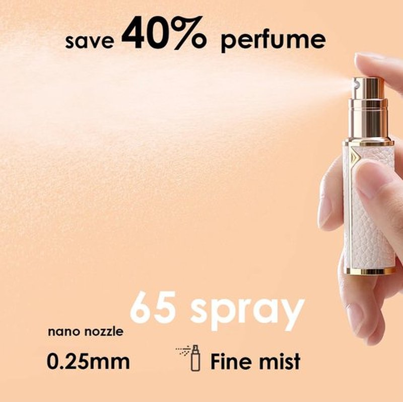 D-LOTUS Travel Perfume Bottle Refillable, Genuine Leather Perfume Atomizer Leakproof Mini Pocket Size Travel Cologne Sprayer for Cruise Car Trip Purse Gift 5ml (Red - L)