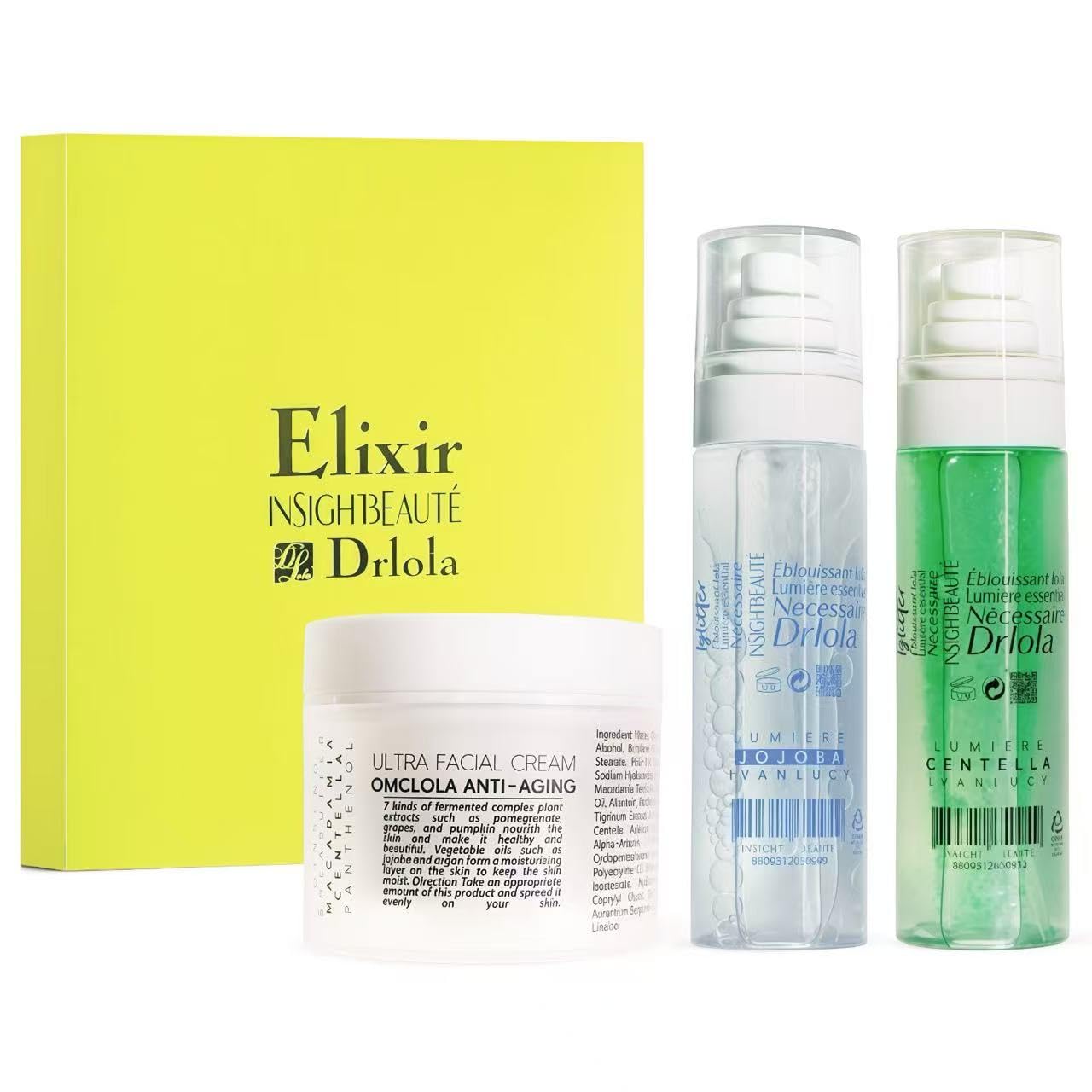Byulbyulskin Korean Dr.LoLa Time-Goes-Slowly Set | Red Ginseng Anti-Wrinkle Face Cream | Adenosine Nourish & Smooth Skin | Green Centella Toner Spray AM for Moisturizing | Korean Skincare