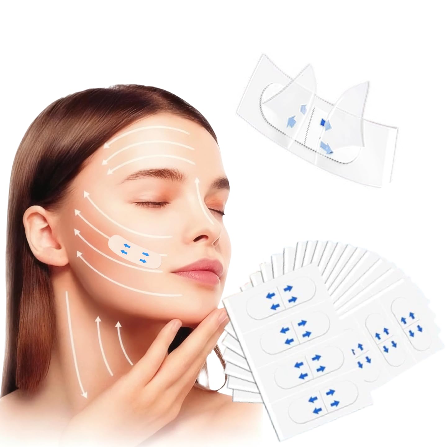 FABLECREST 156PCS Invisible Face Neck Lifting Tape for Women - Waterproof Breathable Instant V-Shaped Lift for Sagging Skin, Turkey Neck, Double Chin & Wrinkles