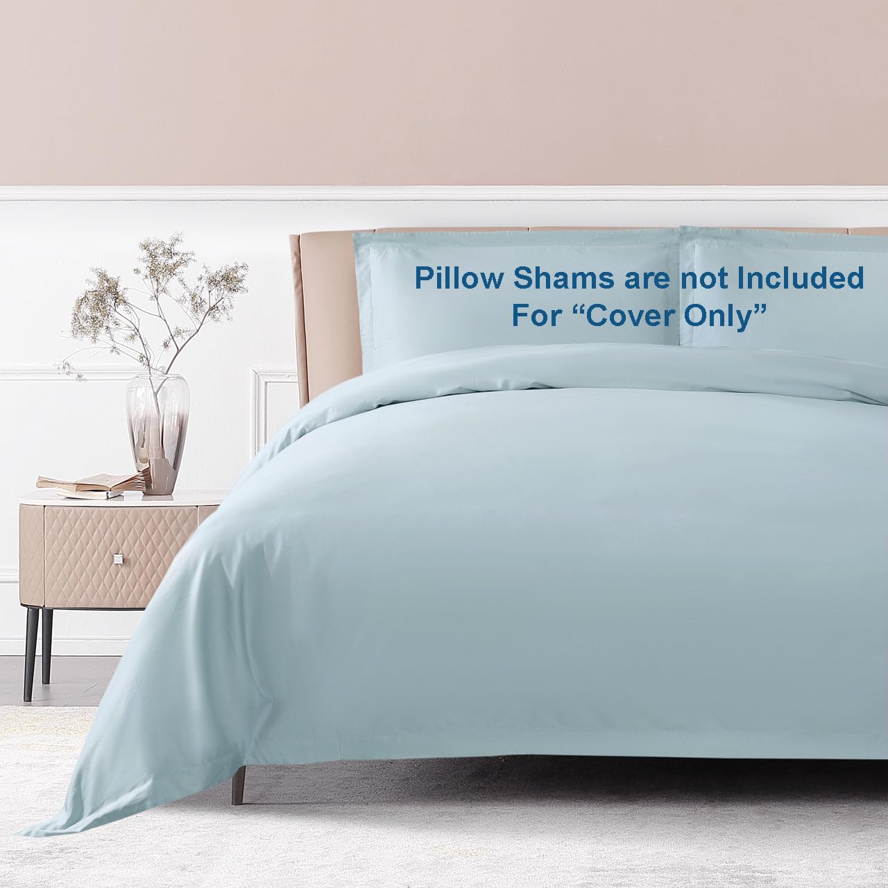 THE COTTON & SILK® 100% Luxury Long-Staple Cotton Duvet Cover - Soft & Breathable - Include 1 Duvet Cover with Corner Ties & Hidden Zipper - Misty Blue, Twin XL