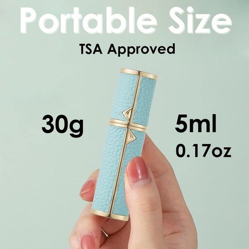D-LOTUS Travel Perfume Bottle Refillable, Genuine Leather Perfume Atomizer Leakproof Mini Pocket Size Travel Cologne Sprayer for Cruise Car Trip Purse Gift 5ml (Red - L)