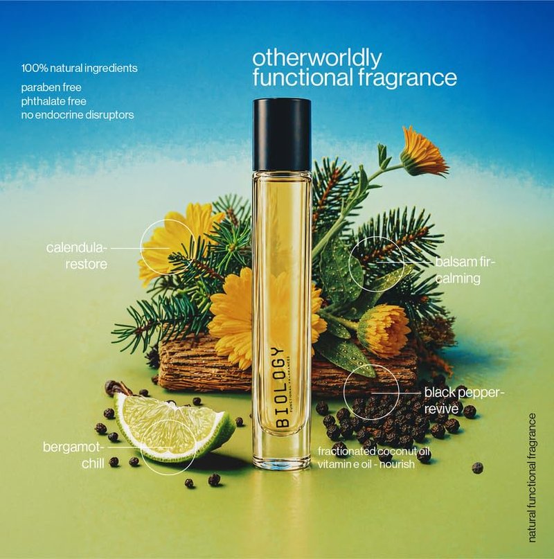 Biology Fragrances Rollerball Perfume - Non-Toxic 10ml Calm & Clarity Scent | Alcohol-Free, Travel Size