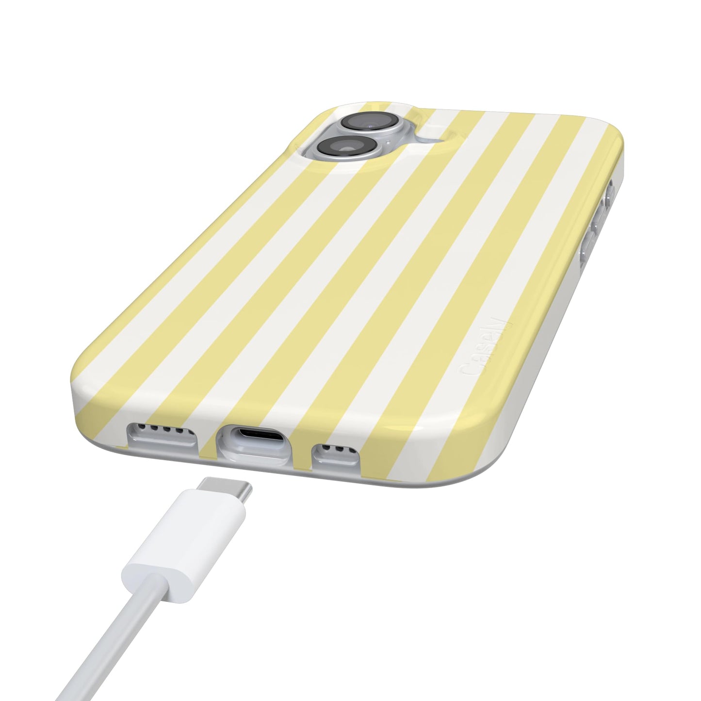Casely iPhone 17 Case | Butter Yellow Stripes | Sunday Best | Compatible with MagSafe | Classic Ultra Slim Design