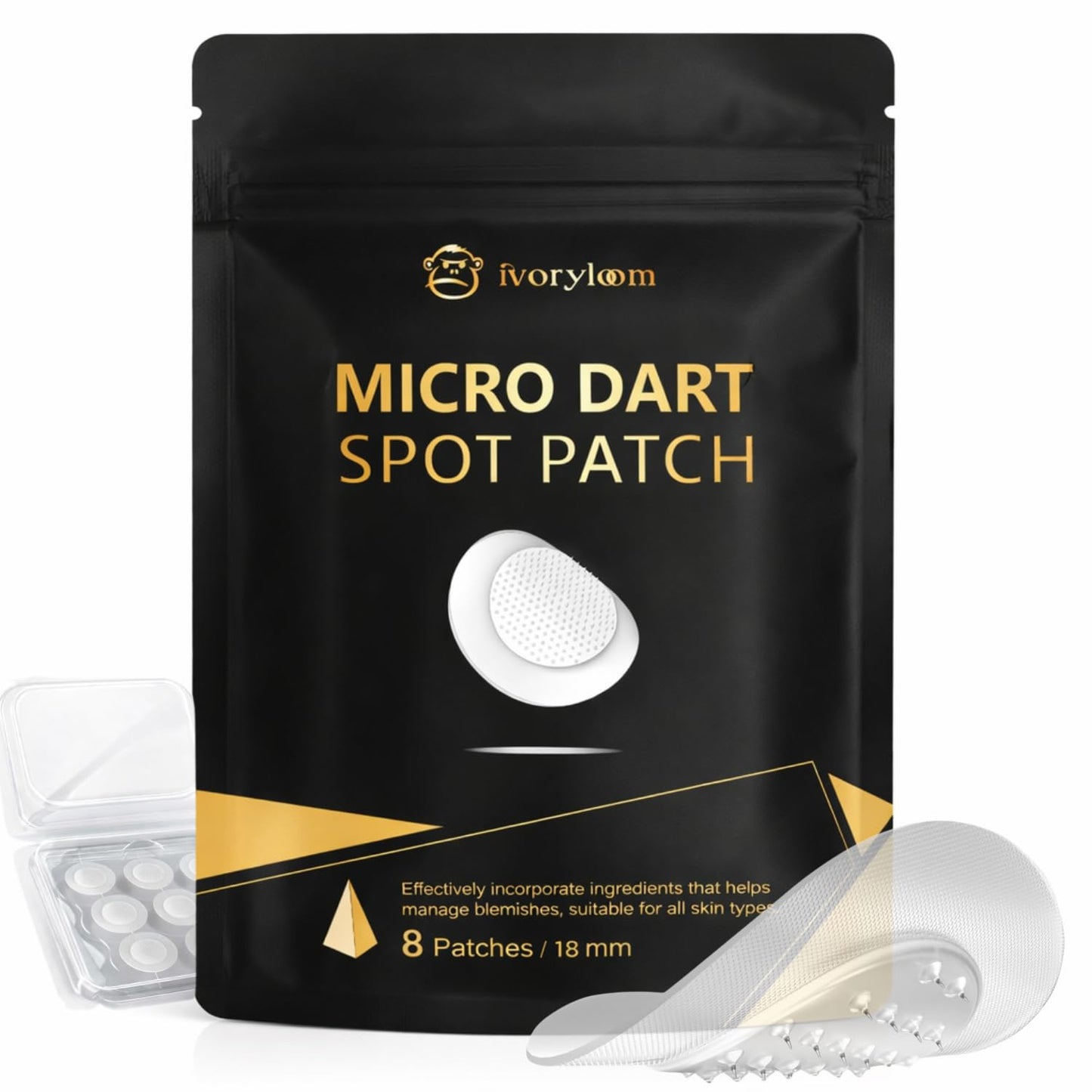 ivoryloom Microdart Spot Patch | Targeted Blemish Care with Salicylic Acid, Azelaic Acid, Niacinamide and Willowherb | For Early-Stage Blemishes | 8 Patches