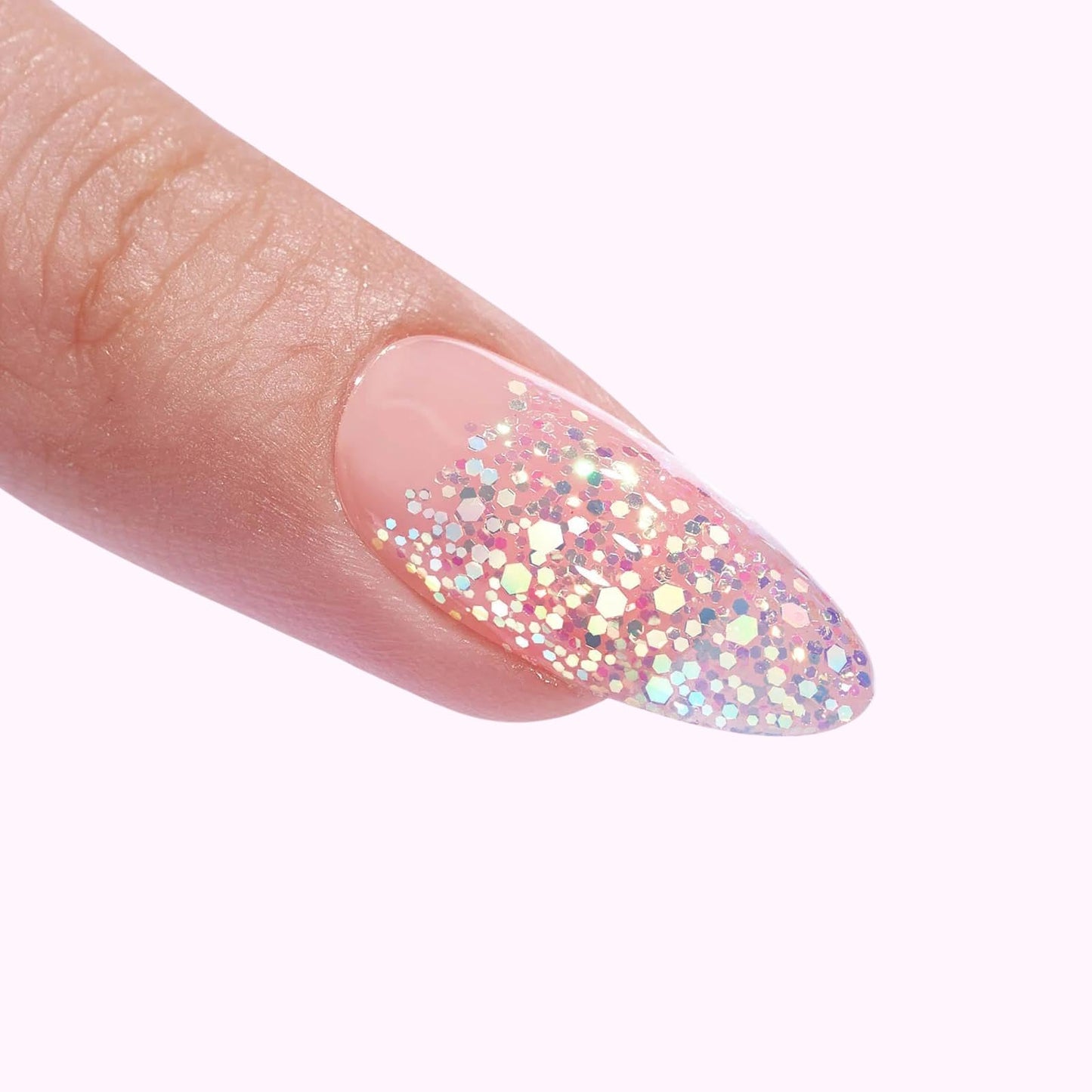 Lopotichat Ultra-Resistant Gel Press-On Nails Set - 30 Nails in 15 Sizes for Perfect & Natural Fit - Reusable Manicure for DIY Salon-Quality Nails at Home (Glitterati)
