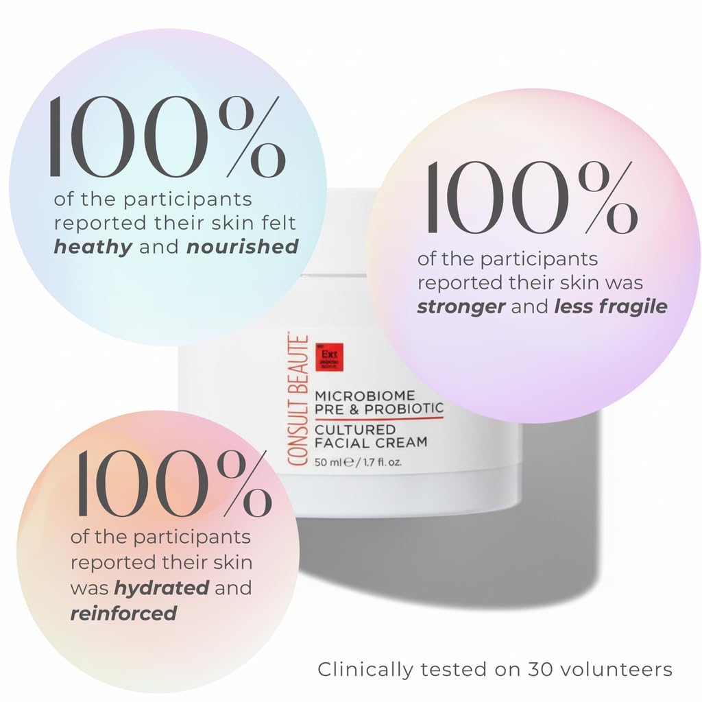 Consult Beaute - MICROBIOME Skin Barrier Moisture Balancing Skin Care Trio - Serum Concentrate, Hydrating Facial Cream & Kombucha Face Wash - For All Skin Types - Lightweight - For Women and Men