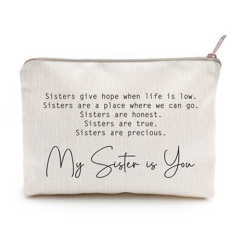 You Are Loved You Are Enough Makeup Case Self-Worth Cosmetic Bag Positive Affirmation Toiletry Bag Gift Motivation Quotes Sister Gift (Sister is you)