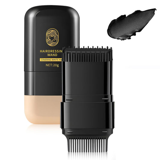 2-in-1 Hair Color Stick & Comb - Waterproof Root Touch Up for Gray Hair | Instant Hair Dye for Men & Women (Black)