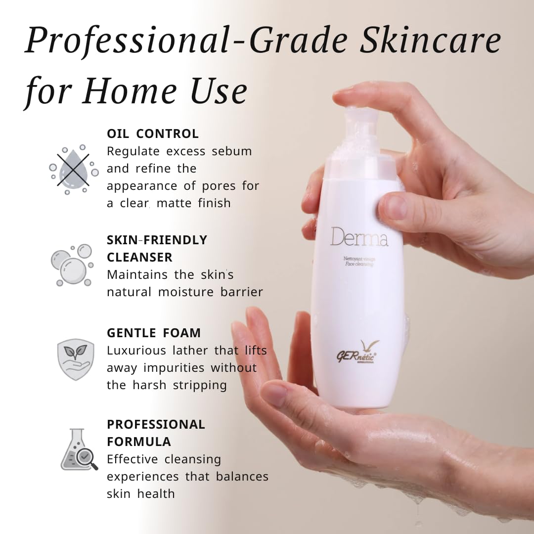 Gernetic Derma Daily Purifying Facial Cleanser, Gentle Foaming Soap for Oily & Combination Skin, Oil Control Face Wash, 200 ml/ 6.7 fl oz