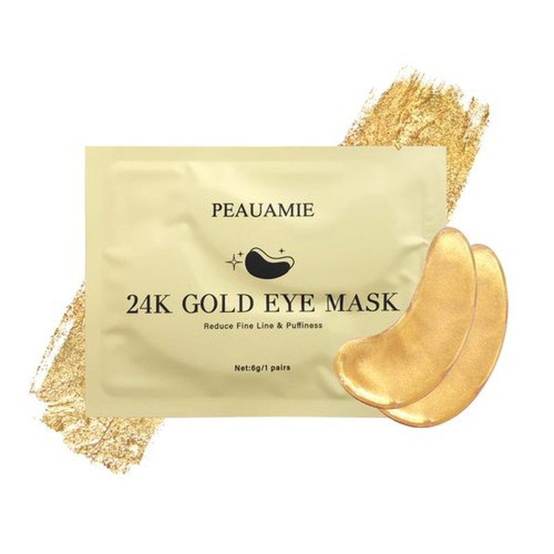 PEAUAMIE Under Eye Patchs (30 Pairs) 24k Gold Eye Mask and Hyaluronic Acid Eye Patch and Rose Eye Masks for Dark Circles and Puffiness Wrinkle Eye Bags (24k Gold)