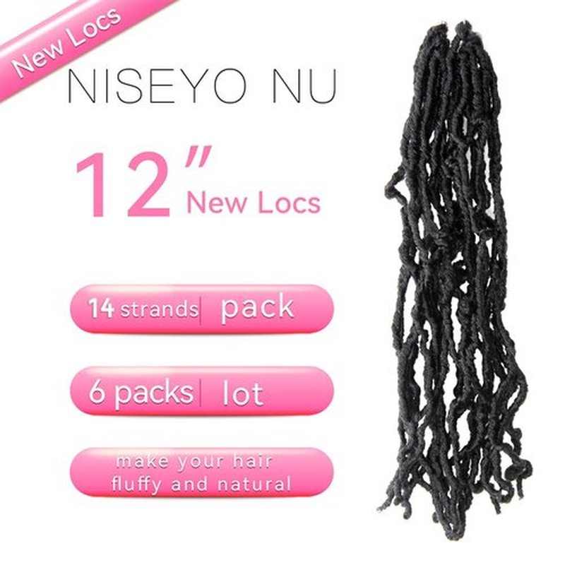 12 Inch Soft Locs Crochet Hair 6 Packs Short Straight Pre-looped New Faux Locs Crochet Hair, 2#(Off Black)