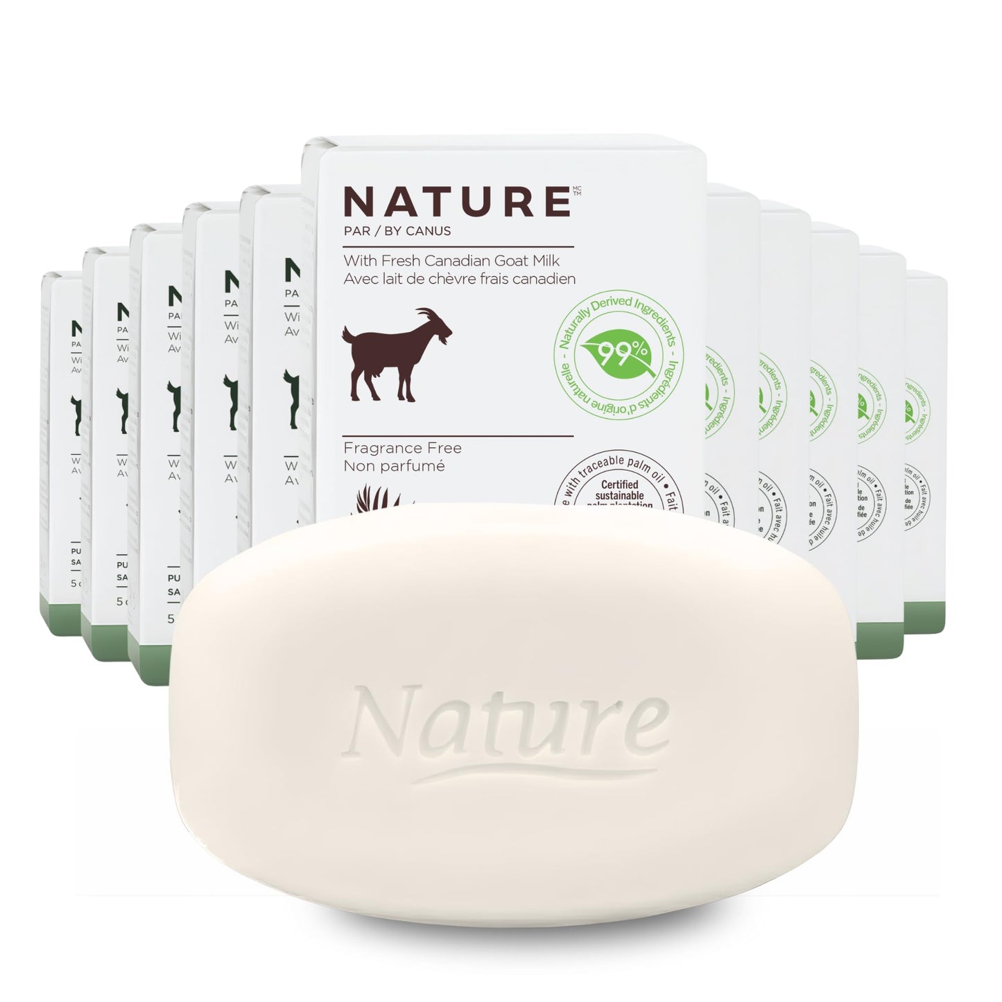 Nature Goat Milk Bar Soap, FRAGRANCE FREE (12-Pack), 5 oz (141 g), With Fresh Goat Milk, Vitamin A, B3, Potassium, Zinc & Selenium, Moisturizing Body Soap
