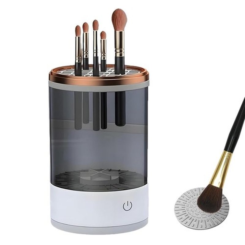 Beauty Swirl Cosmetic Brush Cleaner, Cozy Luna Brush Cleaner, Makeup Brush Cleaner, Automatic Spinning Makeup Brush Cleaner Fit for All Size Makeup Brush (Black)